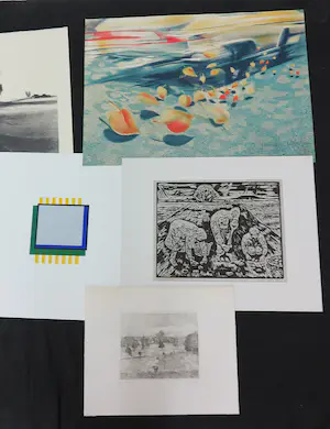 Niet of onleesbaar gesigneerd - Lot van 9 werken op papier van diverse kunstenaars kopen? Bied vanaf 1!