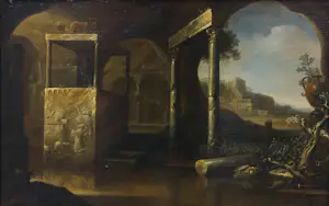 Abraham van Cuylenborch - Olieverf op paneel, Het Gouden Kalf - Ingelijst kopen? Bied vanaf 1250!
