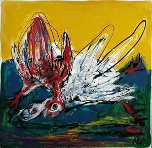 Martin van Wordragen - Olieverf op doek, Vechtende vogels - Ingelijst (Groot) kopen? Bied vanaf 250!