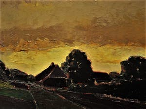 John ter Reehorst - Fascinerend en groot olieverf "Polderlandschap bij invallende avond" 1941 gesign kopen? Bied vanaf 1!