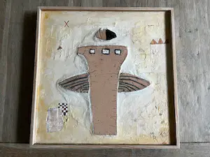 Mieke Renders - Vierluik van keramiek met houten lijst kopen? Bied vanaf 250!