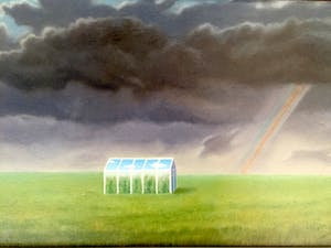 Hans Bogaarts - "Kas" - Tempera/harsolie op Paneel, Ingelijst kopen? Bied vanaf 80!