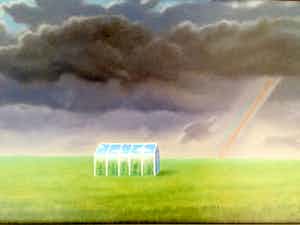 Hans Bogaarts - "Kas" - Tempera/harsolie op Paneel, Ingelijst verkocht voor € 80!