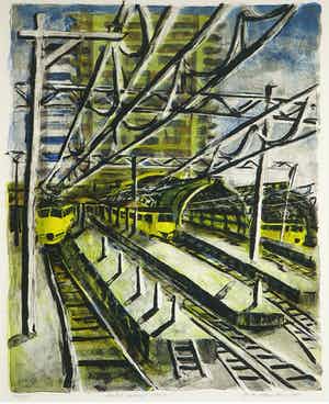 Jeroen Hermkens - Litho, Utrecht Centraal Station - Ingelijst verkocht voor € 80!