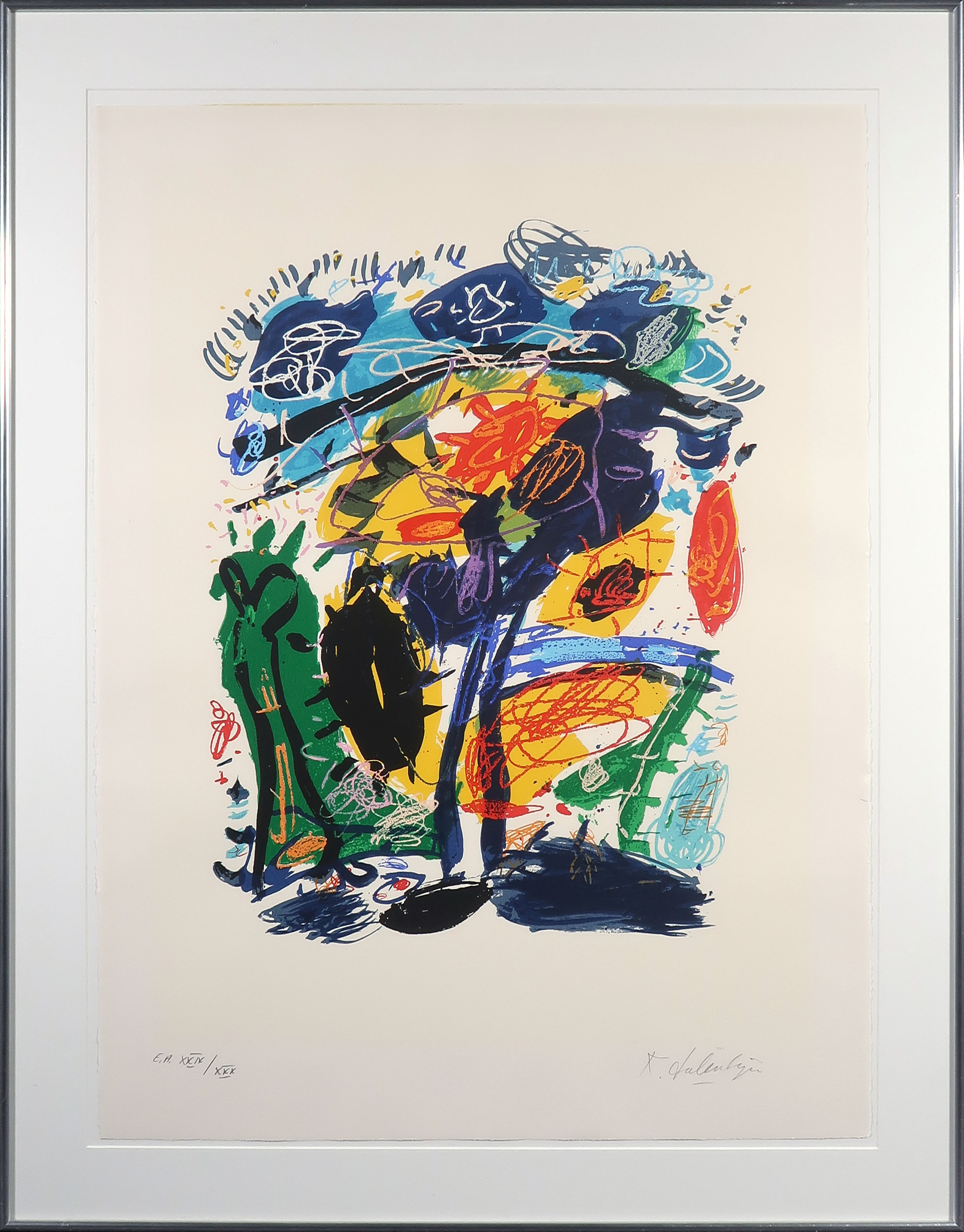 Kees Salentijn - Zeefdruk, Hommage aan Van Gogh - Ingelijst verkocht voor € 80!