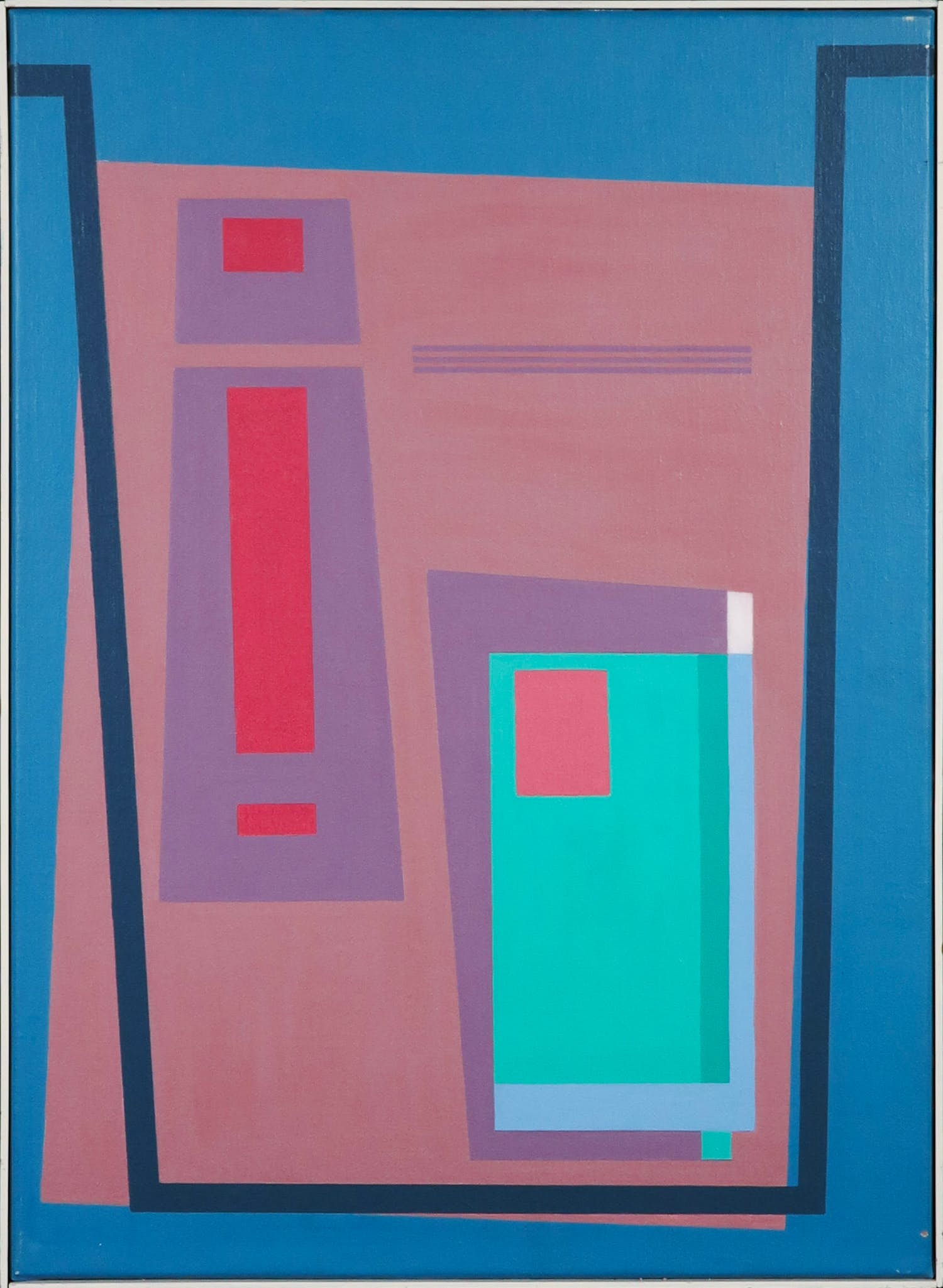 Eefje Bettman - Acryl op doek, Abstract-geometrische voorstelling - Ingelijst verkocht voor € 50!