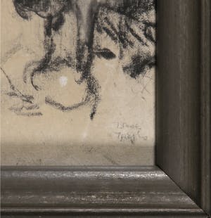 Isaac Israels - Gezicht op de gracht, uitgevoerd in houtskool - Ingelijst kopen? Bied vanaf 4000!