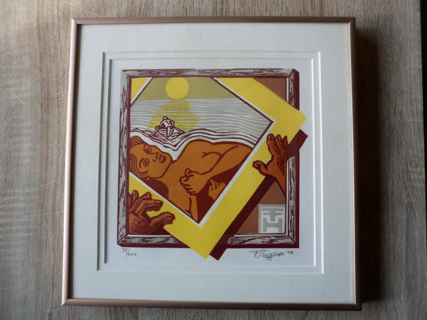 Frank Hulscher - Hout/Linosnede, zonder Titel kopen? Bied vanaf 25!