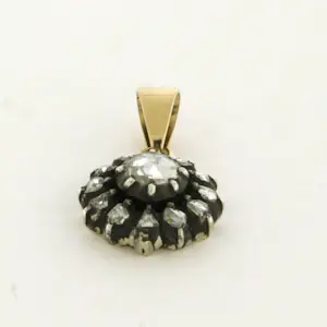 14k goud met zilver hanger bezet met roos diamanten 0.35ct kopen? Bied vanaf 340!