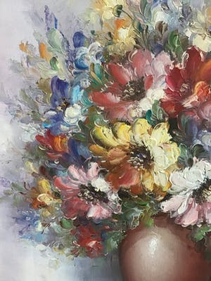 Niet of onleesbaar gesigneerd - Pot met bloemen kopen? Bied vanaf 1!