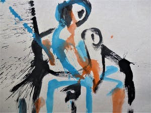 Anton Heyboer - Moeder en kind De oermoeder Mooie krachtige sierlijke kleurrijke schildering kopen? Bied vanaf 275!