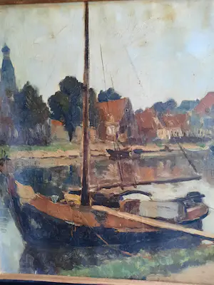 Johannes Embrosius van de Wetering de Rooij - Schip in de haven van Enkhuizen. kopen? Bied vanaf 175!