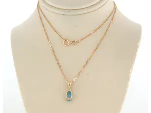 14k rosé gouden collier met hanger bezet met topaas - 45 cm kopen? Bied vanaf 145!
