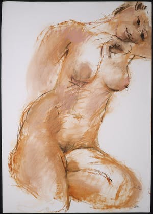 Franscz Witte - Gemengde techniek op papier, Zittend naakt kopen? Bied vanaf 50!