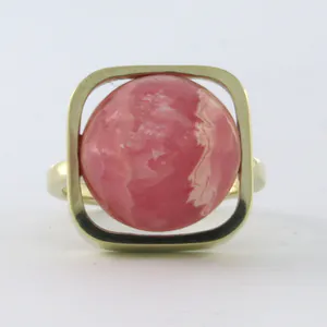 BWG gele ring bezet met roze agaat - ringmaat 17(53) kopen? Bied vanaf 170!