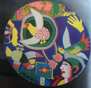 Jef Diederen - Bord Ø 34 cm +7 Cobra boeken +affiche met zeefdruk Corneille Lindström e.a. kopen? Bied vanaf 60!