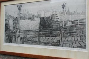Antoon Derkzen van Angeren - Zicht op de Haven van Rotterdam 1908 kopen? Bied vanaf 65!