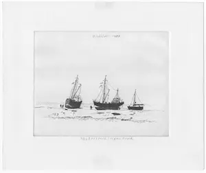 Herman Berserik - handgesigneerd ets | 'Oosterschelde' | 1988 kopen? Bied vanaf 100!