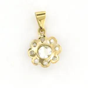 14k geelgouden hanger met roos geslepen diamant 0.50 ct kopen? Bied vanaf 320!