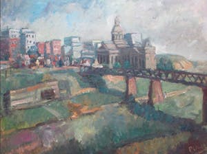 Piet Kloes - Panorama op buitenlandse stad kopen? Bied vanaf 100!