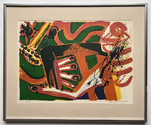 Bengt Lindstrom - handgesigneerde litho | 'Cobra-figuur' (INGELIJST) kopen? Bied vanaf 300!