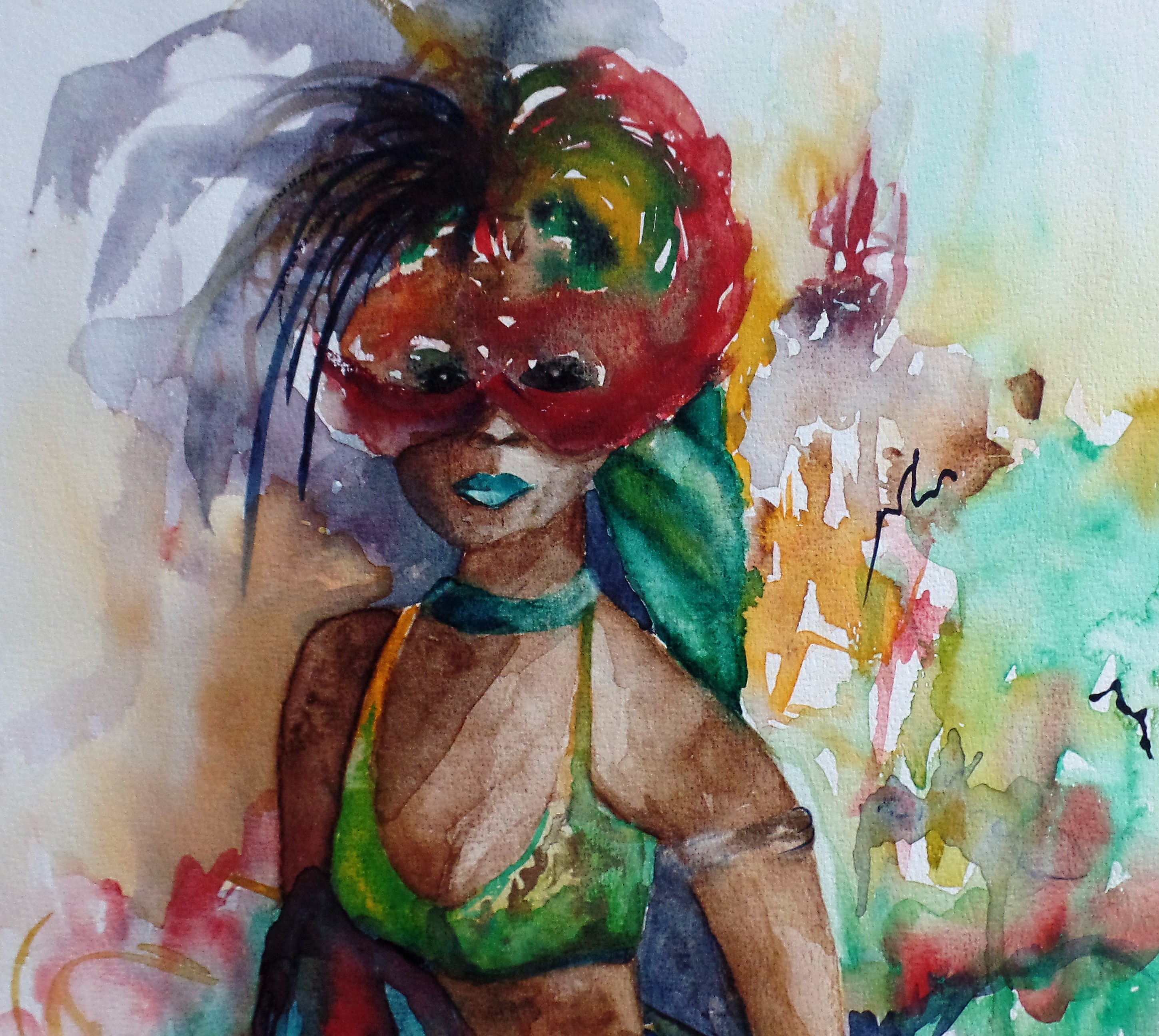 Niet of onleesbaar gesigneerd - Aquarel - Carnaval  kopen? Bied vanaf 1!