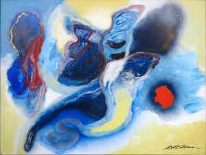 Bert Braam - Acryl op doek, Bleu move (Groot) verkocht voor € 120!