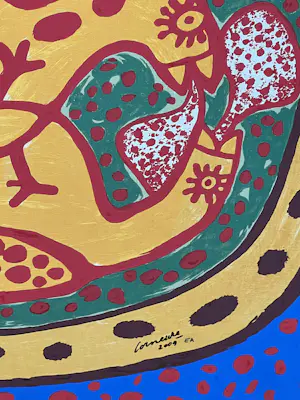 Corneille - Zeefdruk op canvas: LOVE BIRDS, 2009 kopen? Bied vanaf 1200!