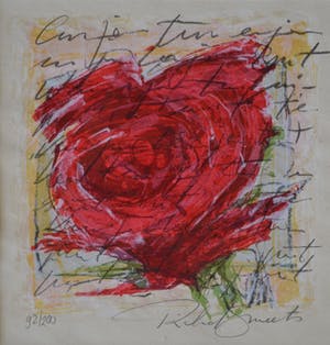 Richard Smeets - Zeefdruk - Rode roos -Handgesigneerd kopen? Bied vanaf 10!