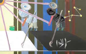 Toon Teeken - Speelse compositie getiteld Zinken verkocht voor € 400!