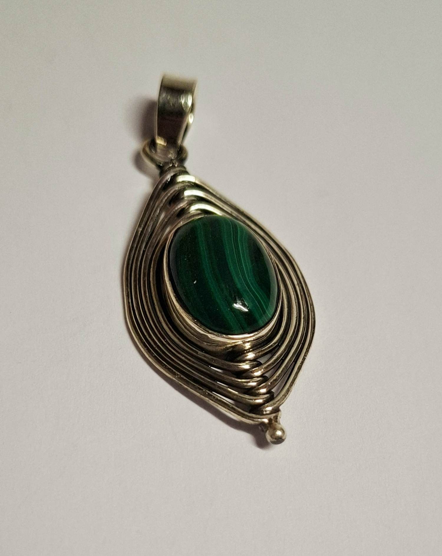 Nieuwe zilveren hanger met ovale malachiet kopen? Bied vanaf 55!