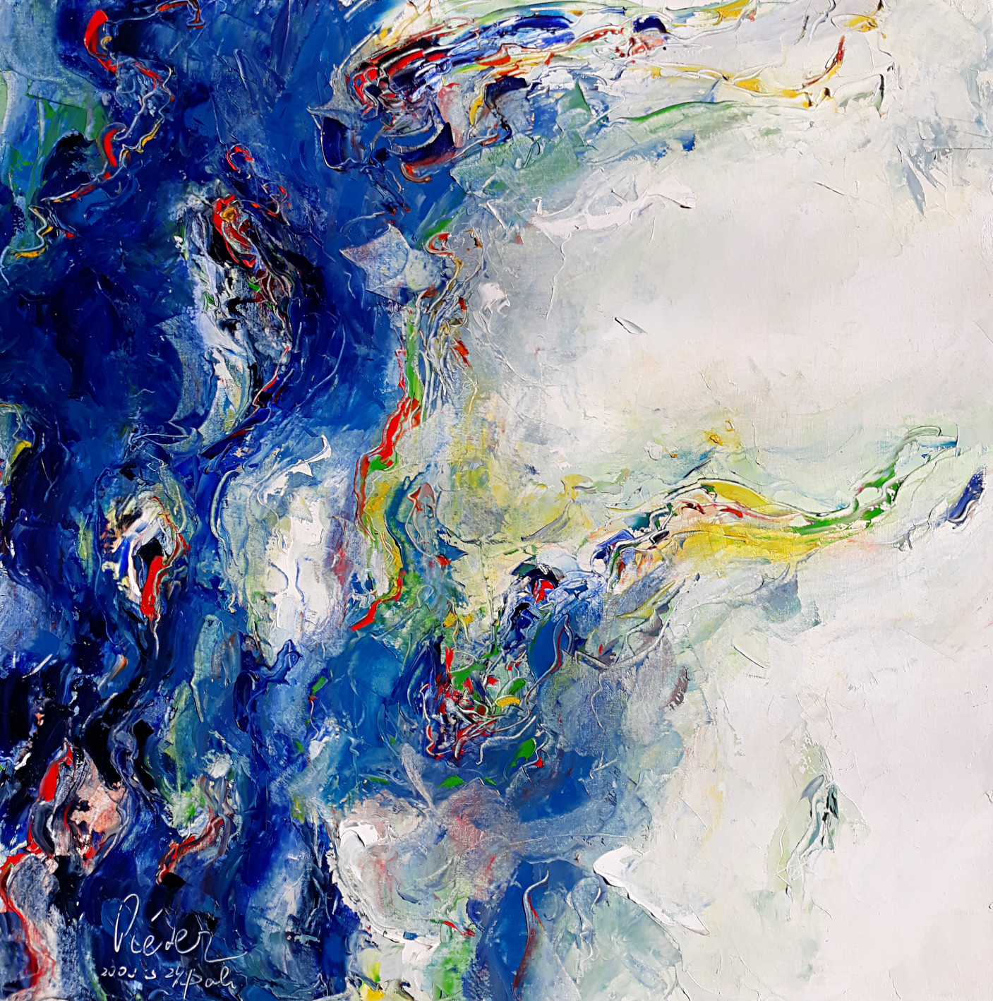 Pieter Deiman - Abstracte compositie, olieverf op doek (mooi ingelijst) kopen? Bied vanaf 325!