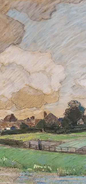 Buy Derk Wiggers - Pastel Gezicht op Rhenen met de Cuneratoren 1898? Bid from 150!