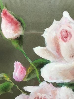 Niet of onleesbaar gesigneerd - Rozen in vaas, gemengde techniek, gesigneerd en gelijst kopen? Bied vanaf 1!
