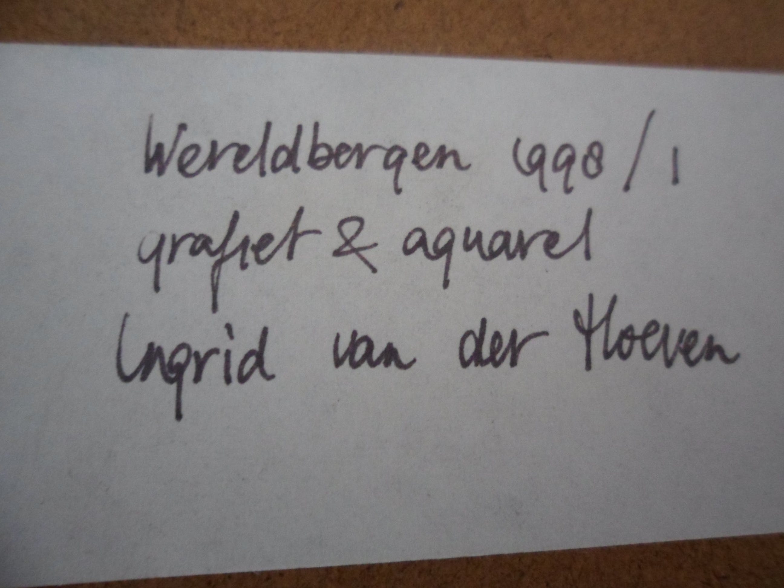 Ingrid van der Hoeven - Grafiet en aquarel op papier,titel : Wereldberg 1 kopen? Bied vanaf 1!