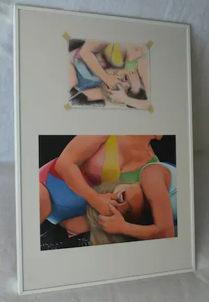 Kees Gerritse - Acrylverf + potlood, The Fabulous Moolah – 1986 – Ingelijst, 71 x 51 cm. kopen? Bied vanaf 170!