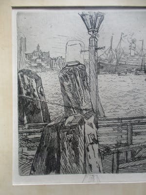 Antoon Derkzen van Angeren - Zicht op de Haven van Rotterdam 1908 kopen? Bied vanaf 65!