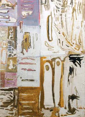 Jan Roede - abstracte compositie - olieverf op canvas op board verkocht voor € 195!