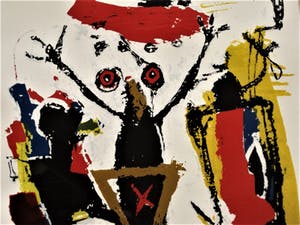 Nelson Carrilho - Curaçao 1953 - GROOT ! Expressionistisch Litho "untitled" gesigneerd kopen? Bied vanaf 10!