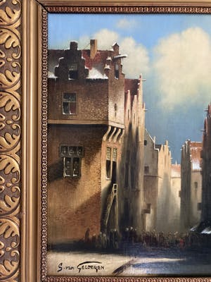 Simon van Gelderen - Besneeuwd stadsgezicht kopen? Bied vanaf 100!