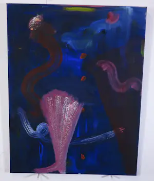 Eric Beets - Olieverf op doek, Zonder titel (Abstracte compositie in blauw en roze) kopen? Bied vanaf 100!