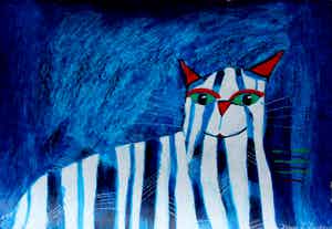 Franz Lauter - Zeefdruk: Three cats - 2002 verkocht voor € 65!