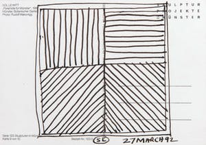 Sol LeWitt - Tekening in Oost-Indische inkt op ansichtkaart kopen? Bied vanaf 1!