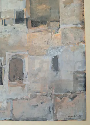 Jan Miechels - (1916-1996) Huizen/muur, uniek werk kopen? Bied vanaf 65!