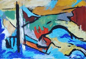 Piet Clement - Gouache verkocht voor € 1!