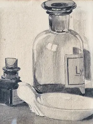 Johan Hendrik Kaemmerer - Fraaie gewassen Inkt "grisaille" stilleven - gesigneerd kopen? Bied vanaf 30!