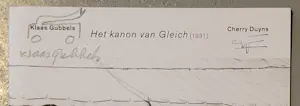 Klaas Gubbels - Cherry Duyns, Kanon van Gleich met tekening Gubbels, door beide gesigneerd. kopen? Bied vanaf 1!