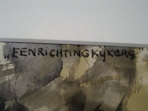 Buy Rudi Bierman - 1964 -Grote maatschappij kritische Aquarel "Eenrichtingskijkers"? Bid from 38!