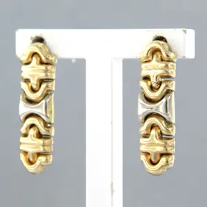 14k bicolour gouden oorhangers - 3.4 gram - 2.1 cm x 6.0 mm kopen? Bied vanaf 260!