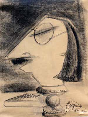 Eugene Brands - Potloodtekening: "Caricature of the poet A. van Pelt" - 1946 verkocht voor € 750!